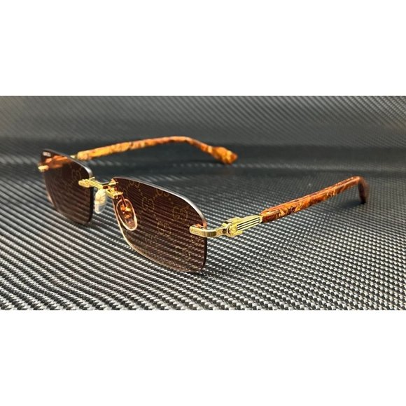 Gucci Gold Double GG Embroidered Men's Sunglasses - Picture 1 of 5